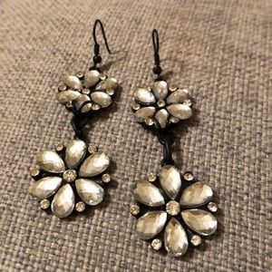 Black and Silver Flower Earrings